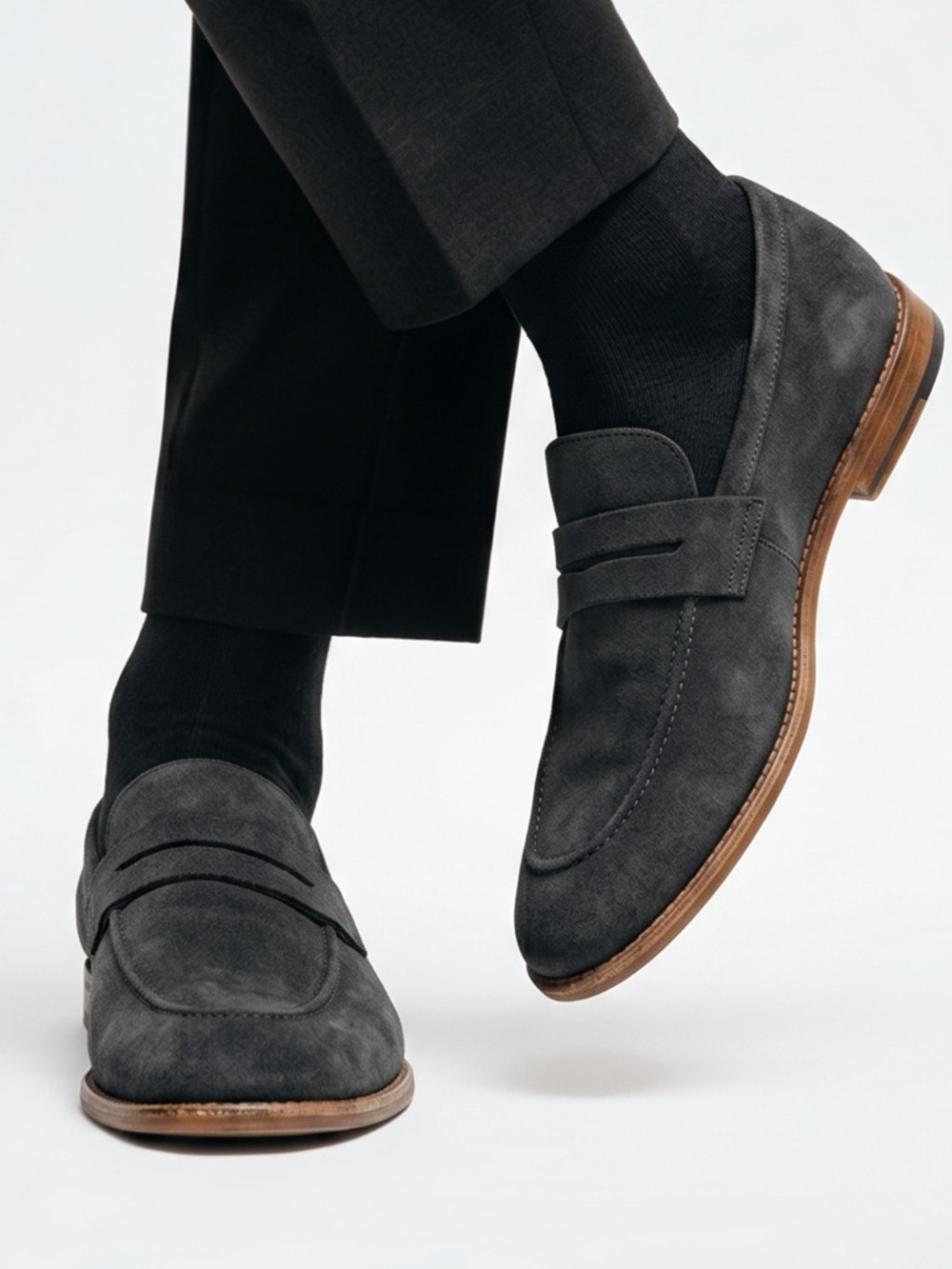 Zara men dark gray suede‎ leather uppers size 9. Eu 42